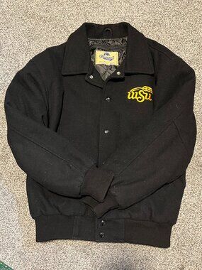 Old School Wichita State University WSU Shockers WuShock Black Varsity Coat